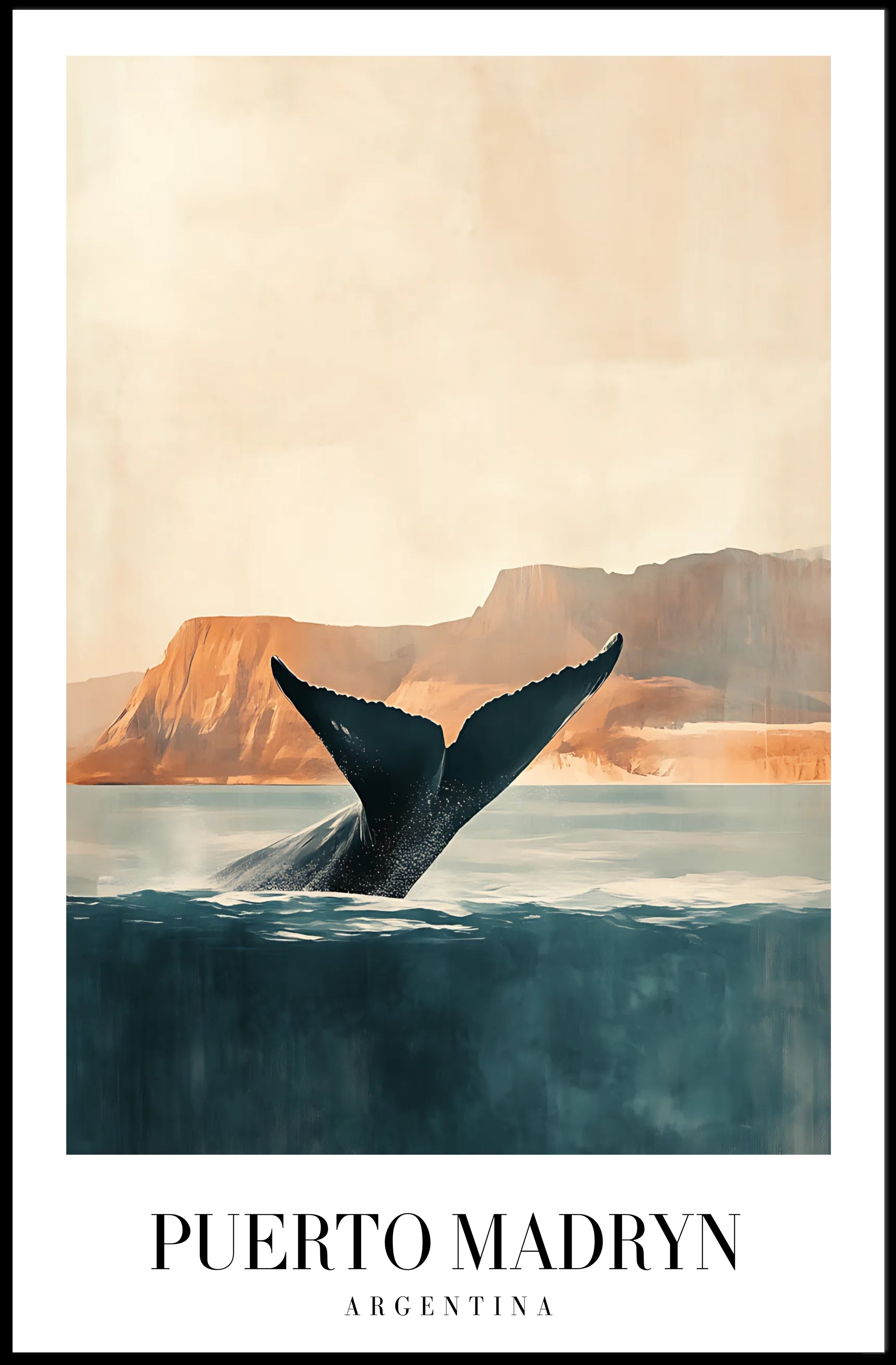 Puerto Madryn Whale Coastal Travel Poster PosterGoat