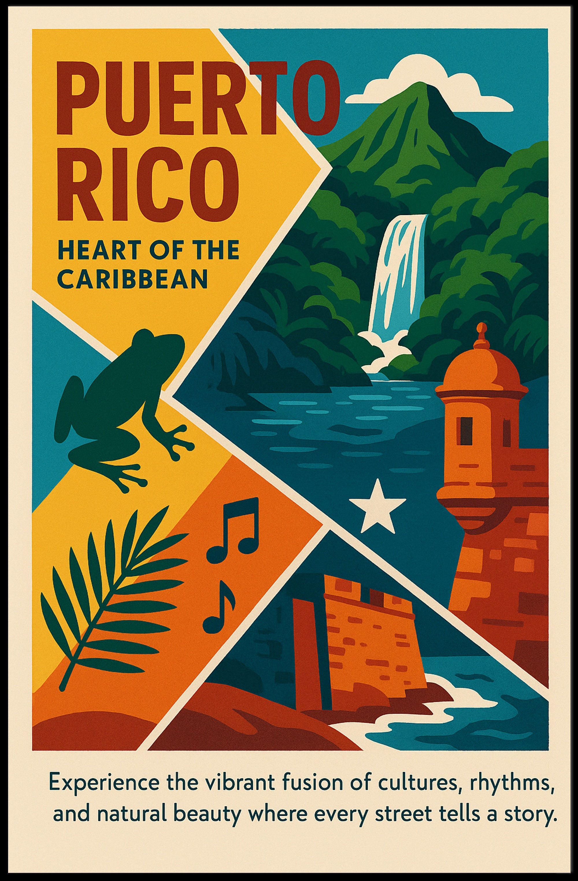 Puerto Rico Heart of the Caribbean Poster PosterGoat