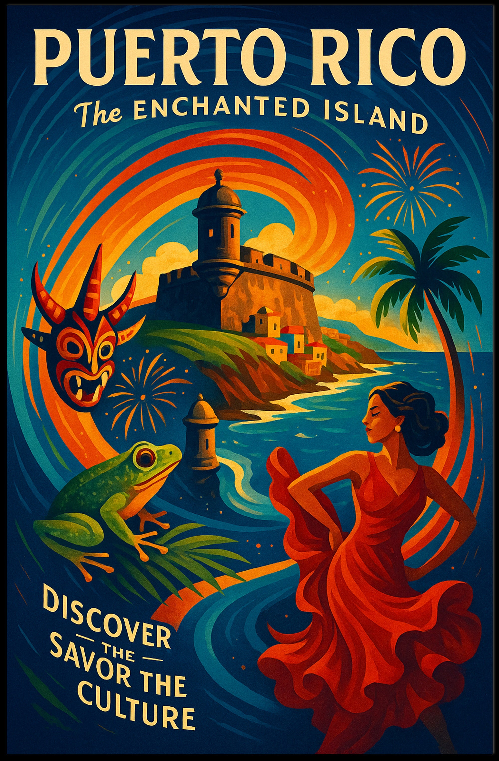 Puerto Rico The Enchanted Island Poster PosterGoat