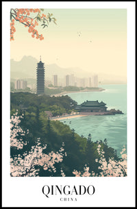 Qingdao Coastal Tranquility: Urban and Nature Travel Poster PosterGoat