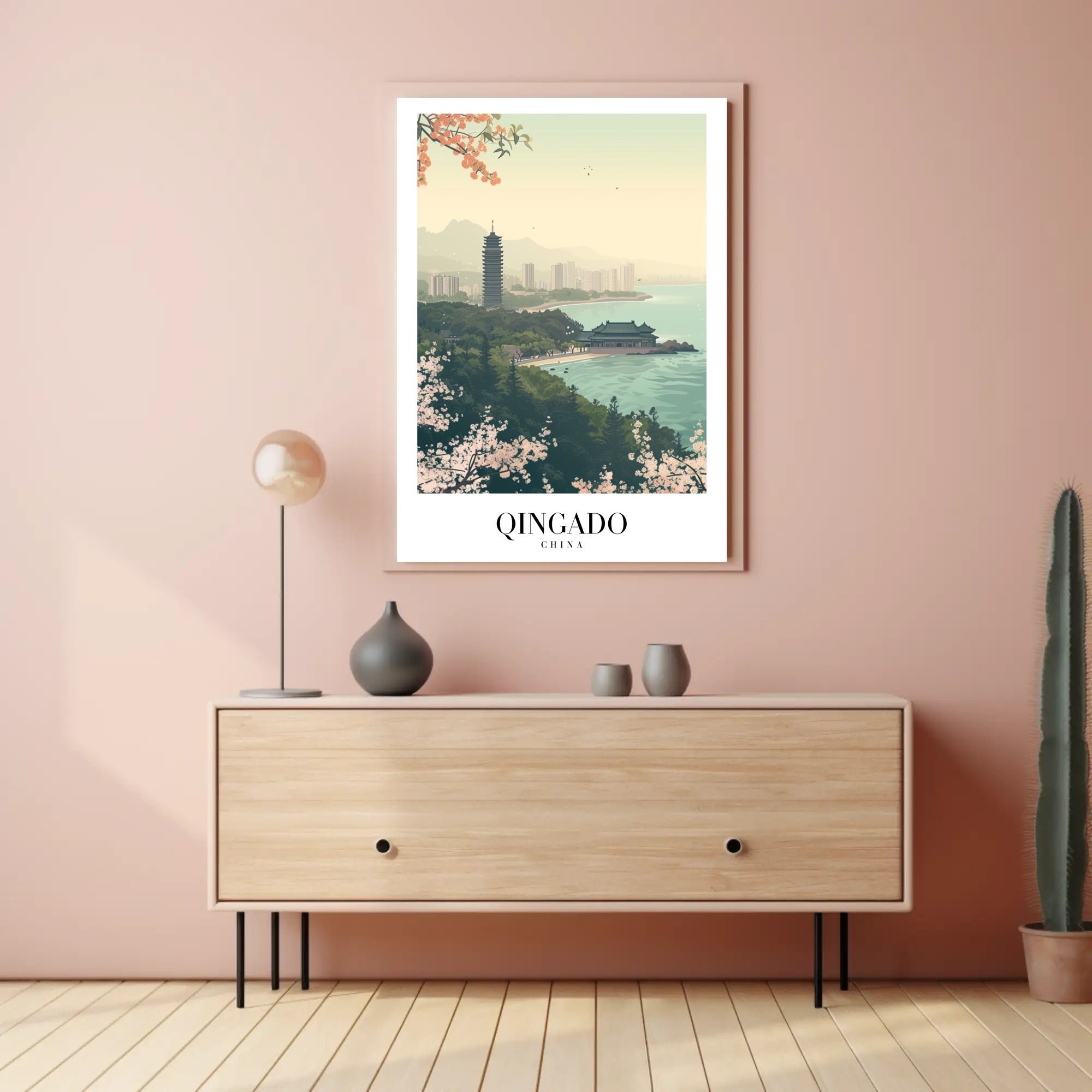 Qingdao Coastal Tranquility: Urban and Nature Travel Poster PosterGoat