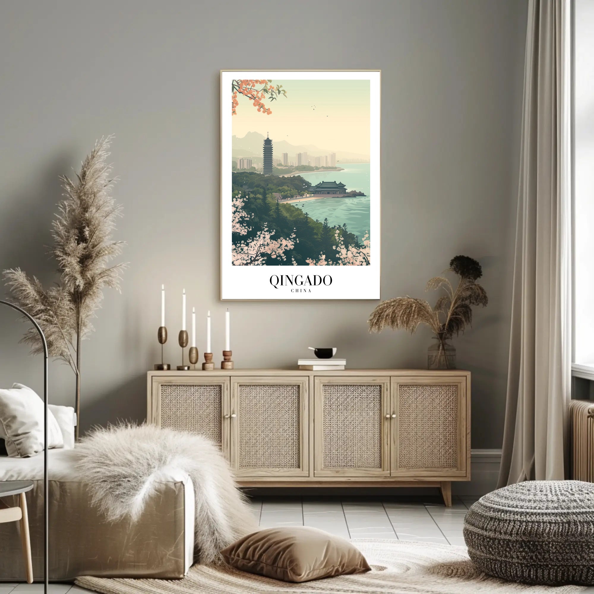 Qingdao Coastal Tranquility: Urban and Nature Travel Poster PosterGoat