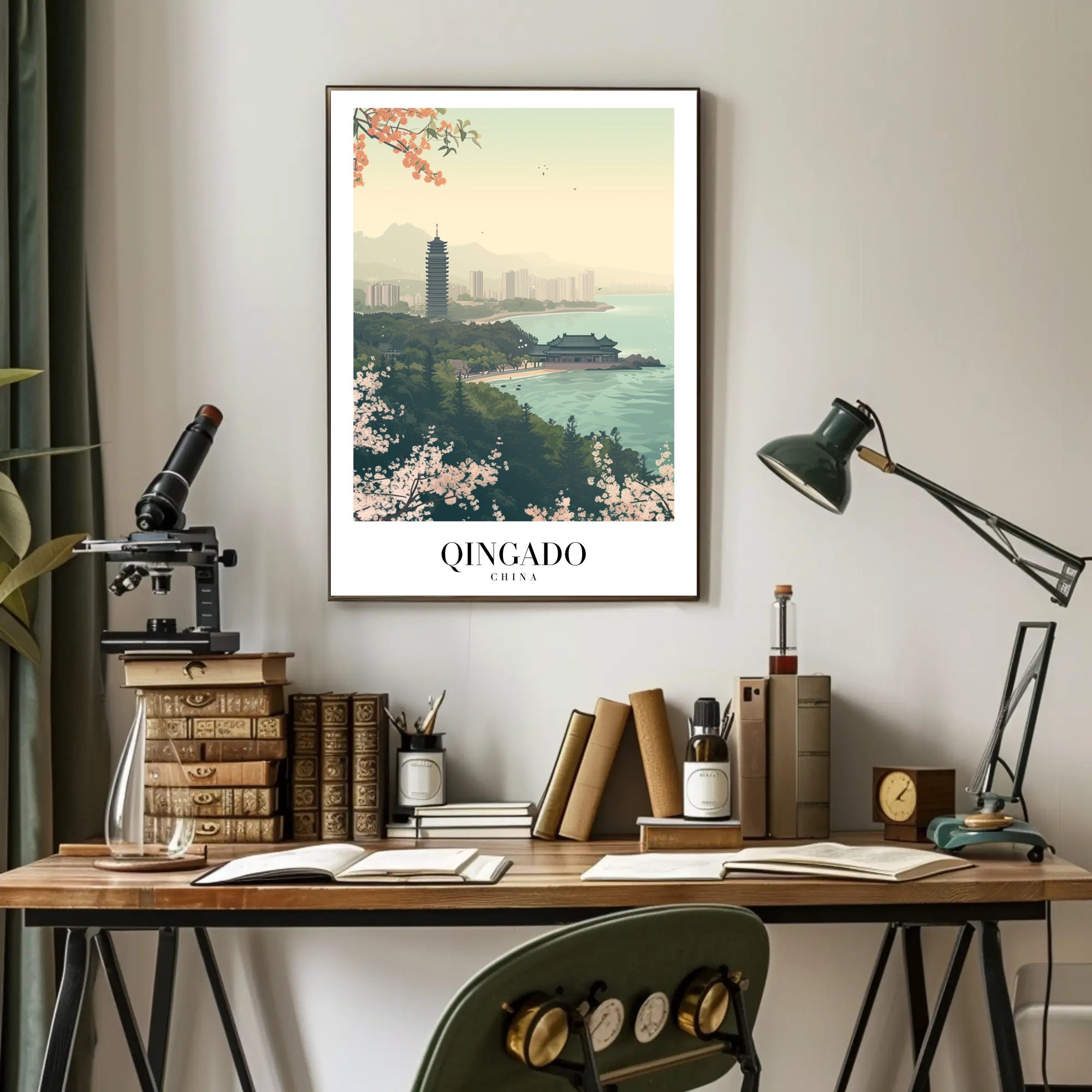 Qingdao Coastal Tranquility: Urban and Nature Travel Poster PosterGoat