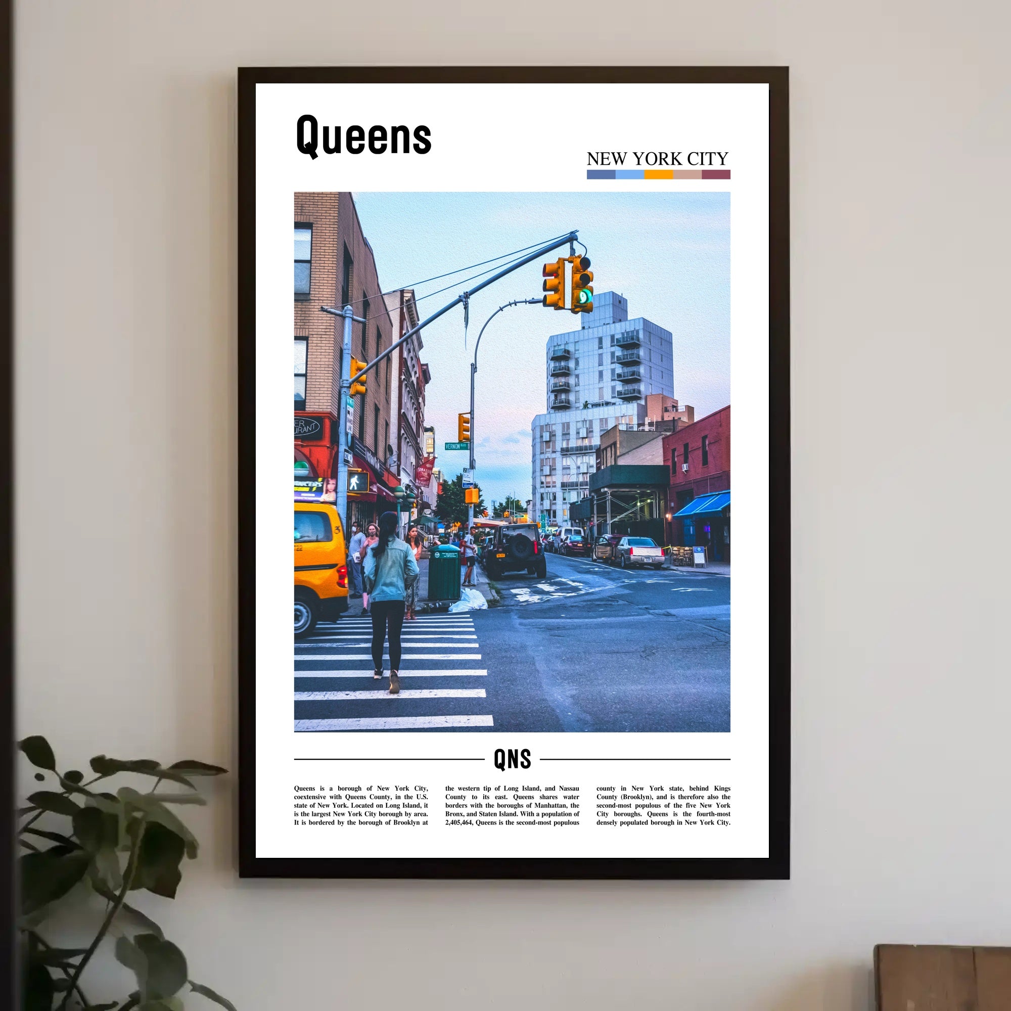 Queens Urban Street Scene: Vibrant City Life Travel Poster PosterGoat