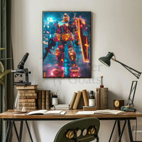 RX-78-2 Mech in Cyberpunk City Futuristic Sci-Fi Poster PosterGoat