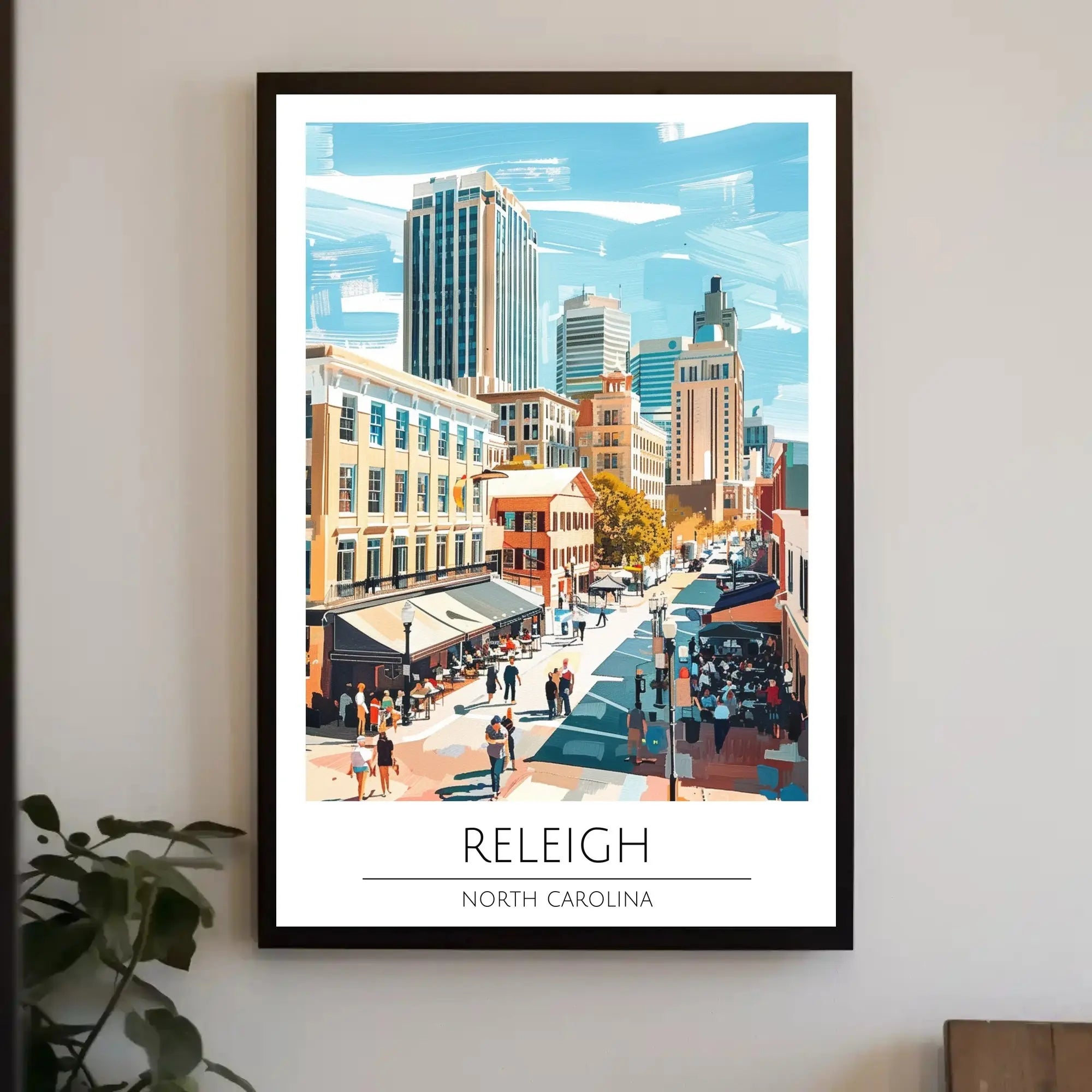 Raleigh Cityscape Art: Vibrant Life Abstract Poster PosterGoat