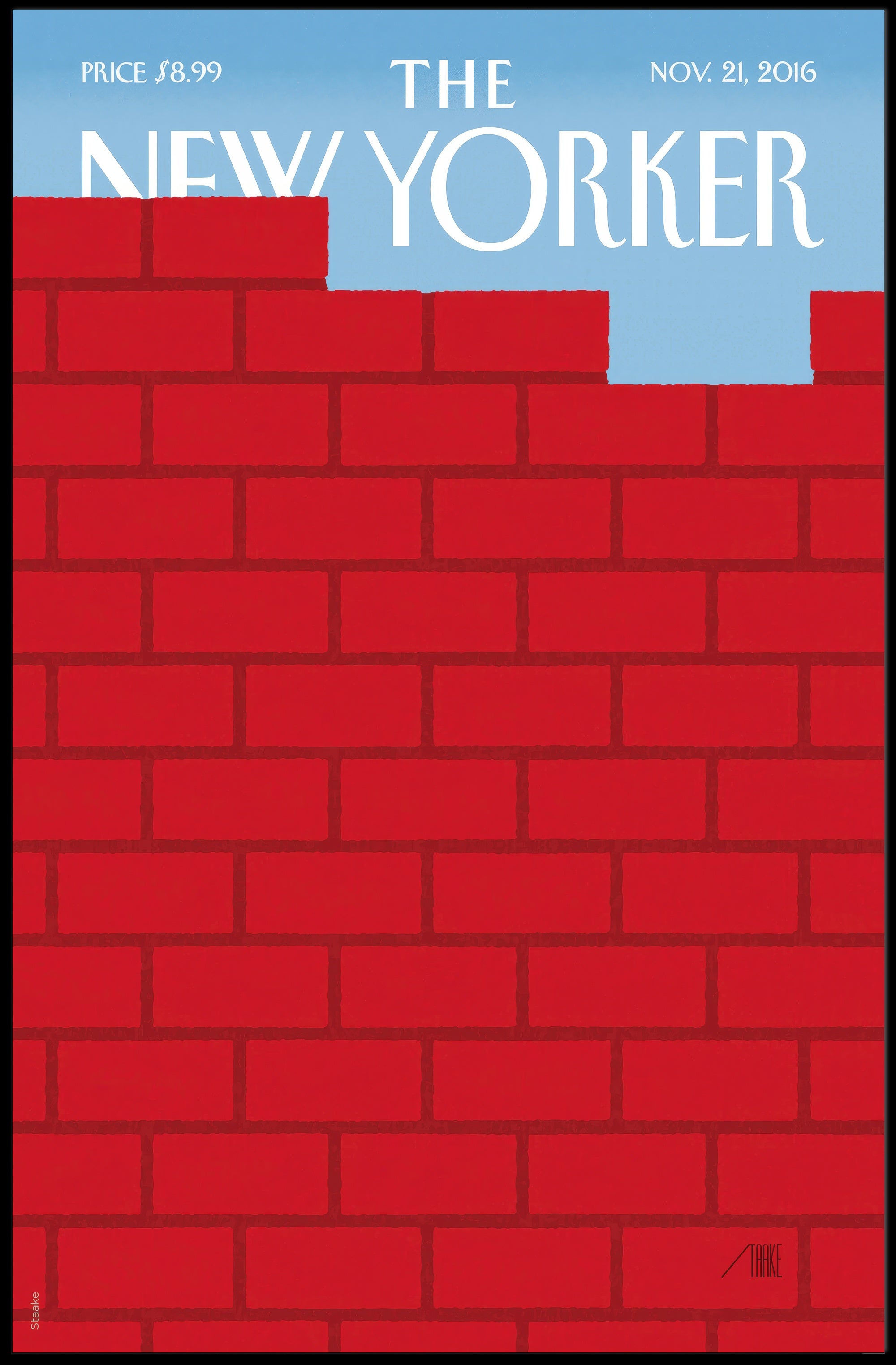Red Brick Wall Art Against Open Blue Sky Political Poster PosterGoat