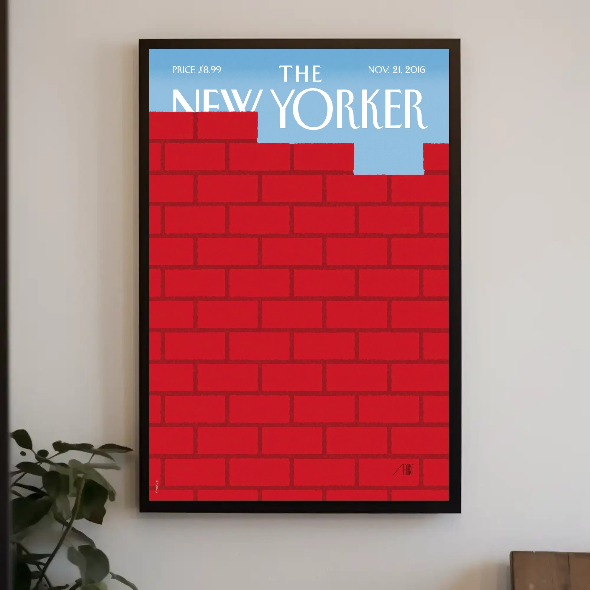 Red Brick Wall Art Against Open Blue Sky Political Poster PosterGoat