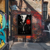 Red Lantern Hanging Over Narrow Alley Travel Poster Decor PosterGoat