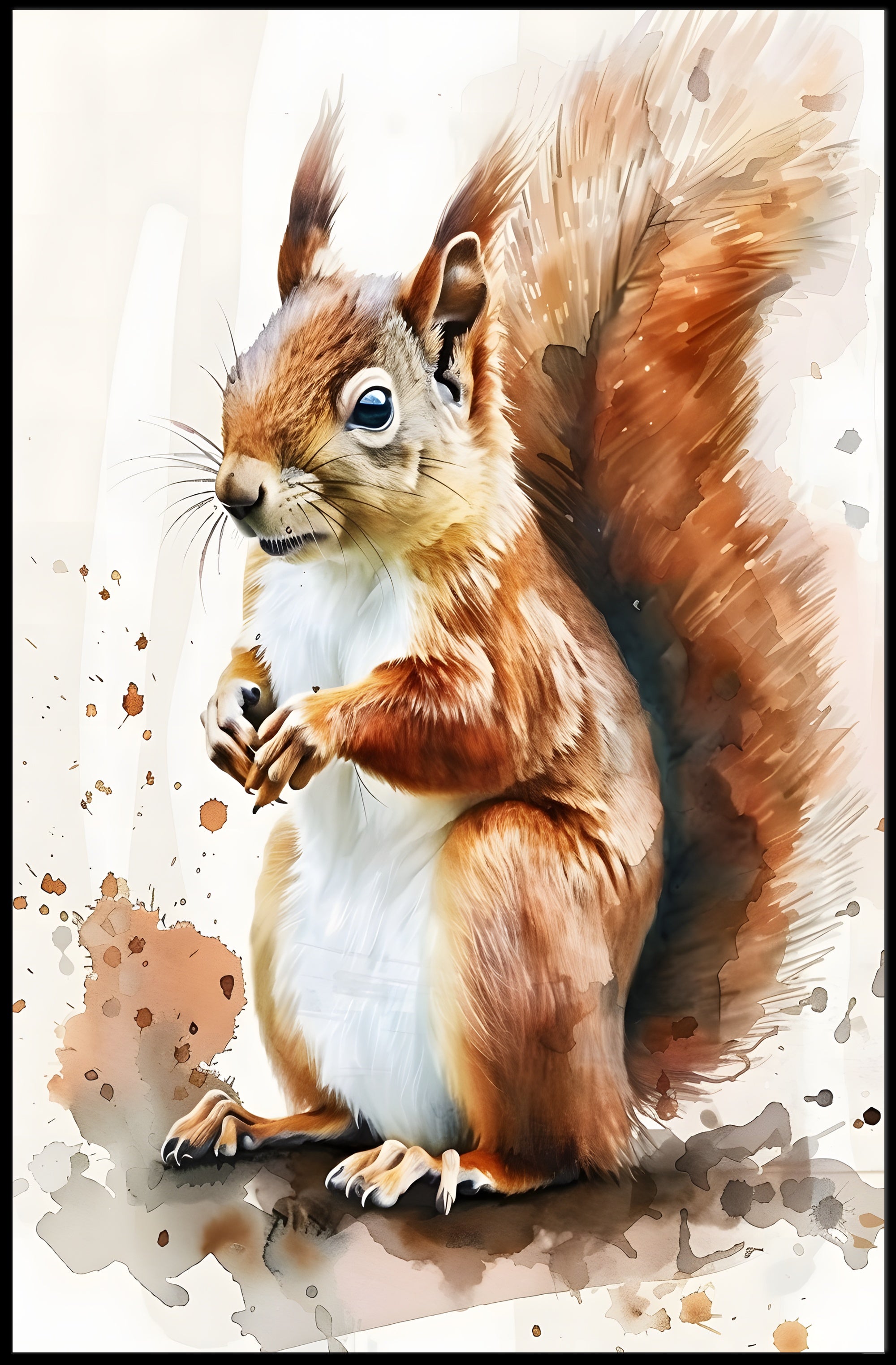 Red Squirrel Watercolor Illustration - Animal Poster PosterGoat