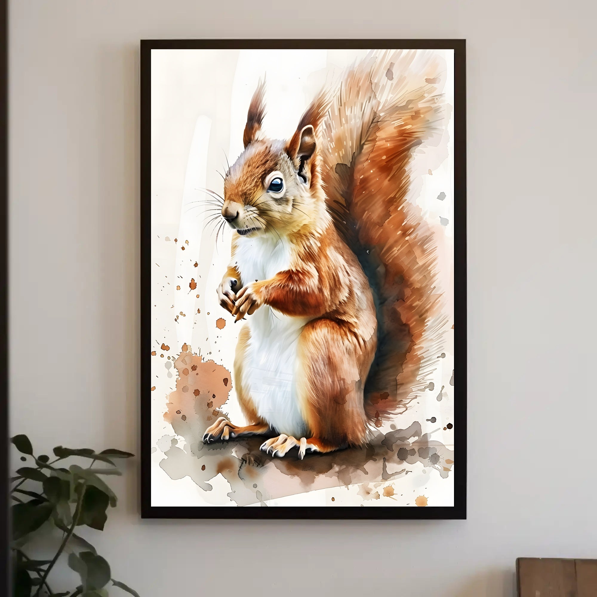 Red Squirrel Watercolor Illustration - Animal Poster PosterGoat