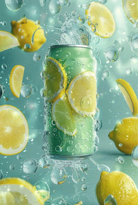 Refreshing Citrus Beverage Can: Artistic, Surrealism, Pop Culture Poster PosterGoat