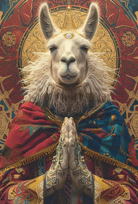 Regal Meditative Llama Fantasy Art Animal Poster PosterGoat