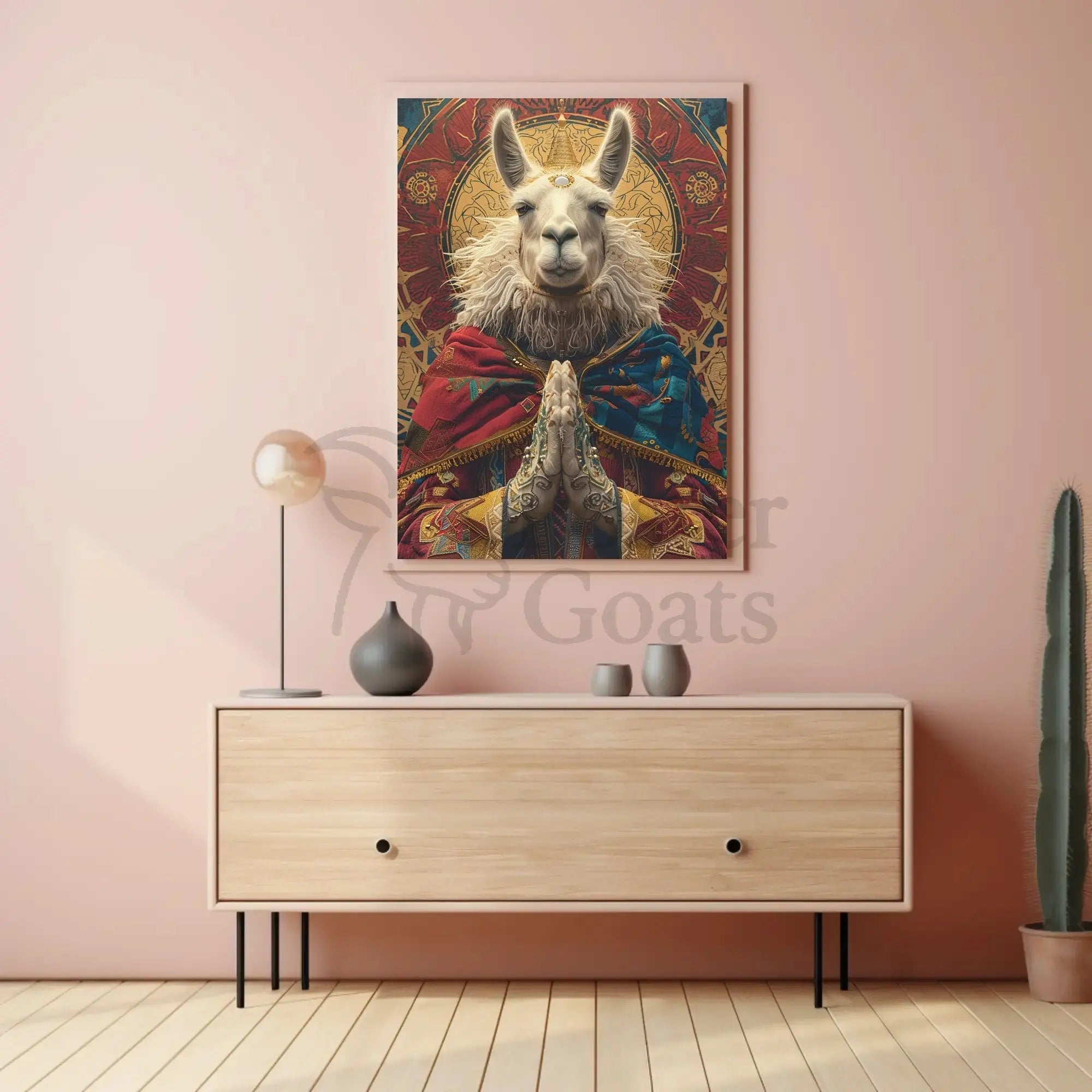Regal Meditative Llama Fantasy Art Animal Poster PosterGoat