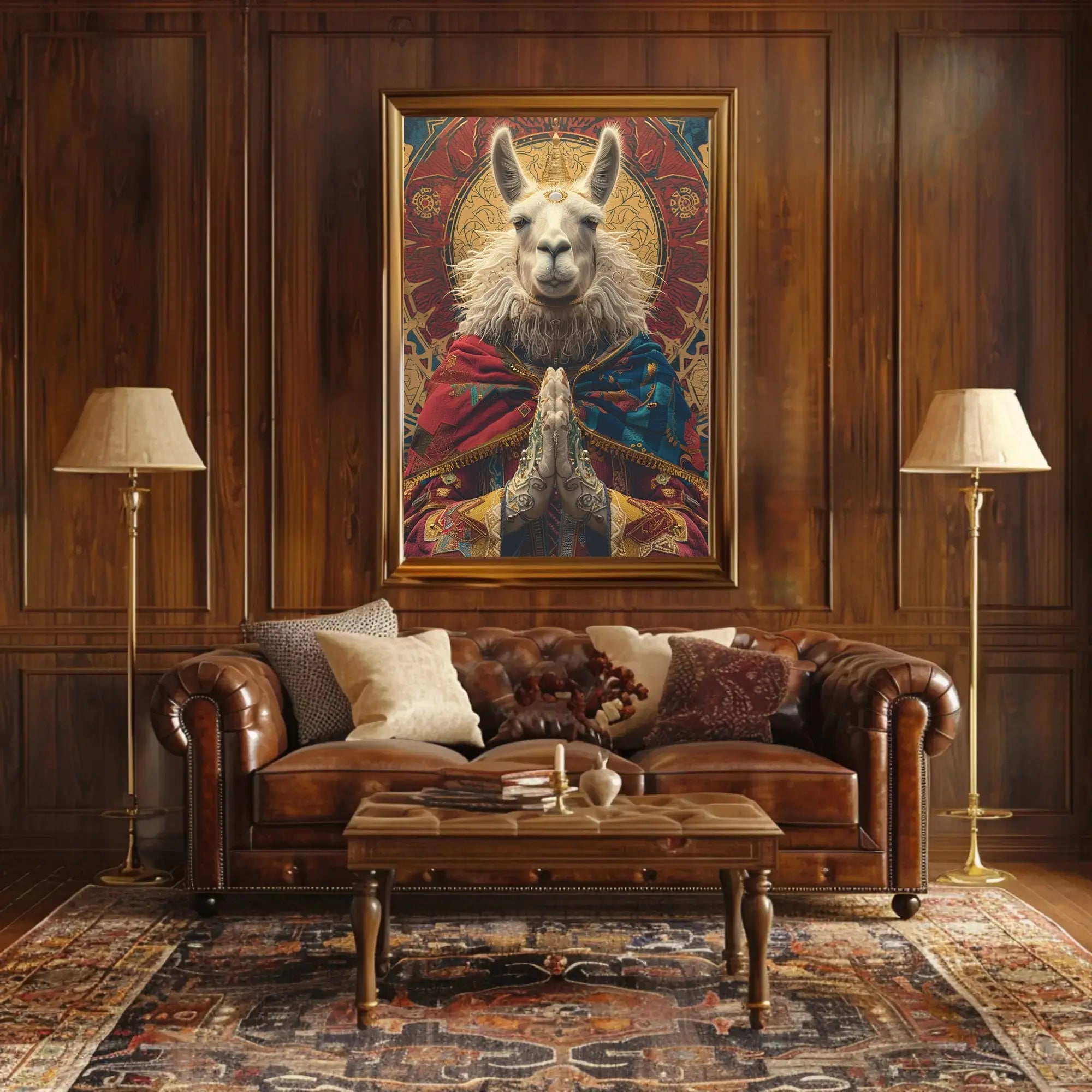 Regal Meditative Llama Fantasy Art Animal Poster PosterGoat