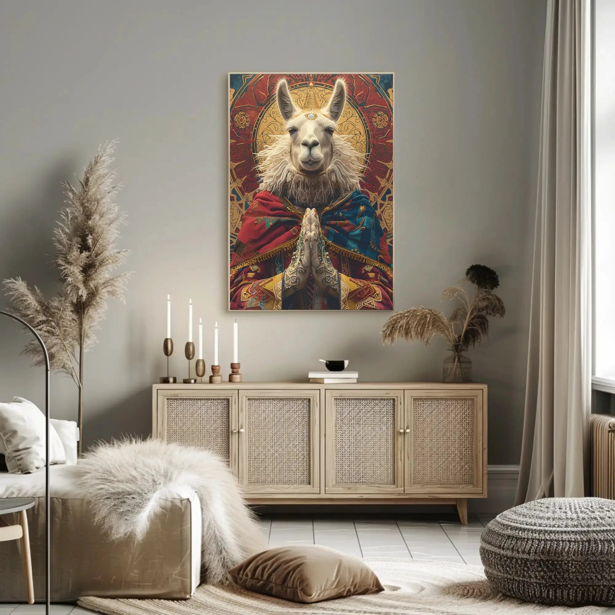 Regal Meditative Llama Fantasy Art Animal Poster PosterGoat