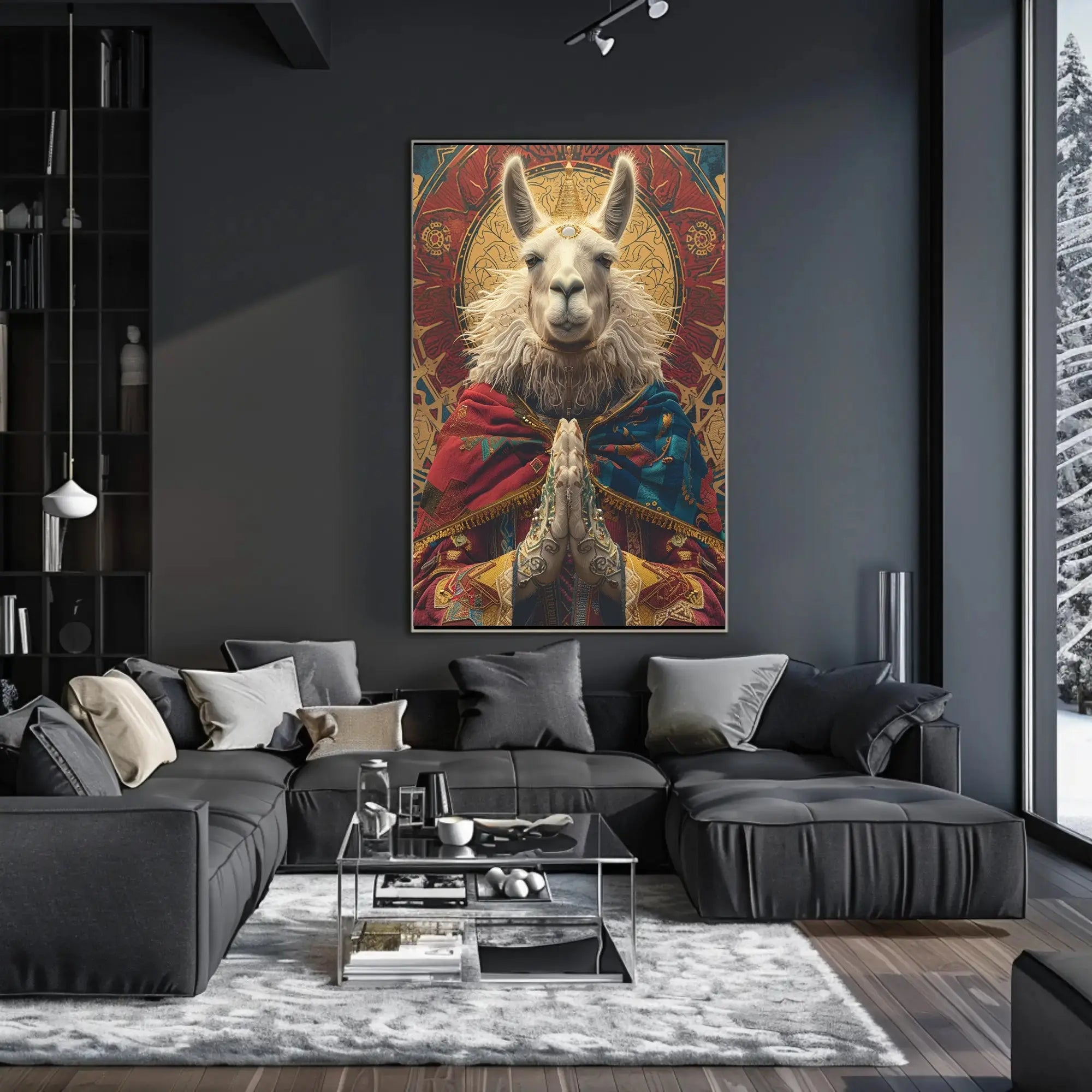 Regal Meditative Llama Fantasy Art Animal Poster PosterGoat