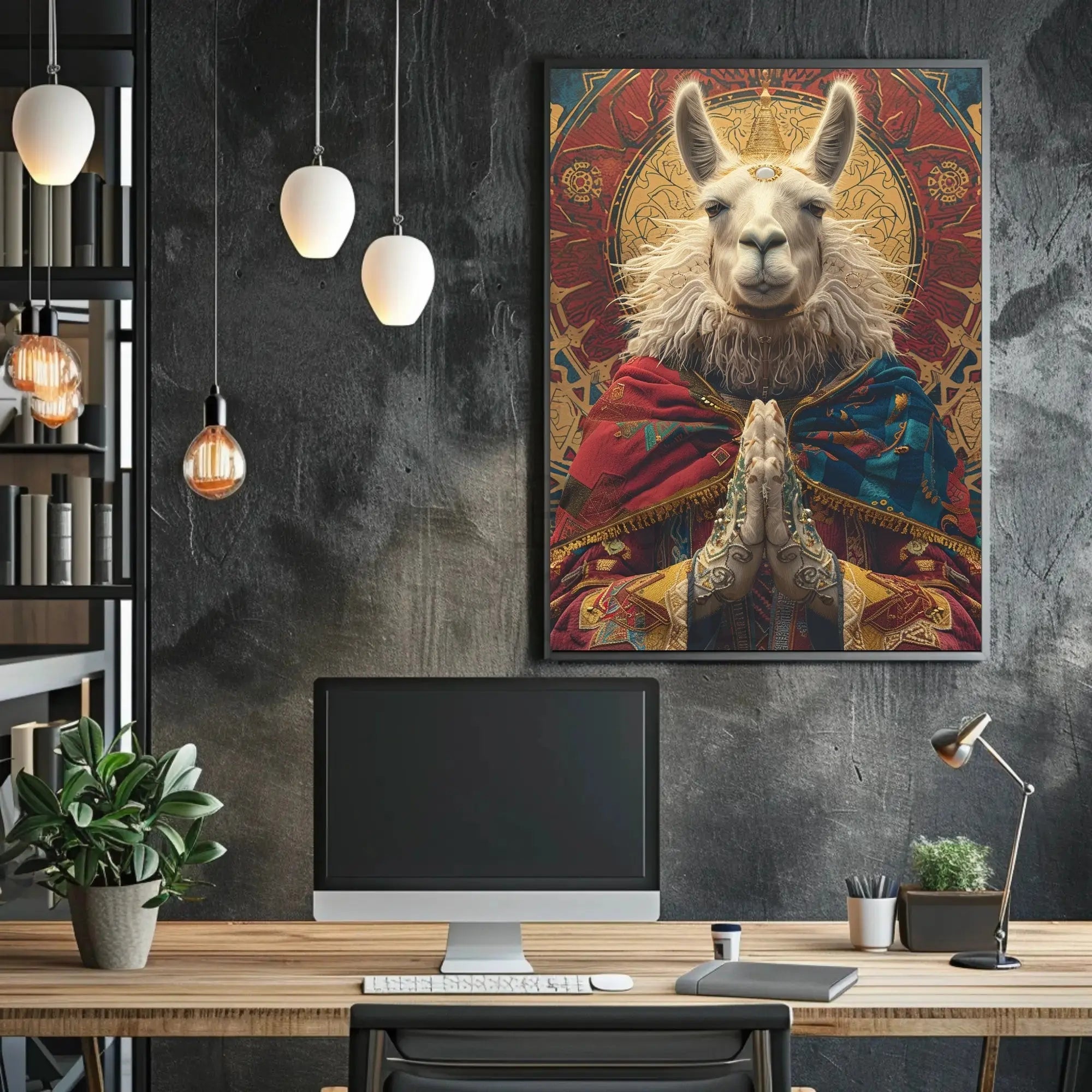 Regal Meditative Llama Fantasy Art Animal Poster PosterGoat