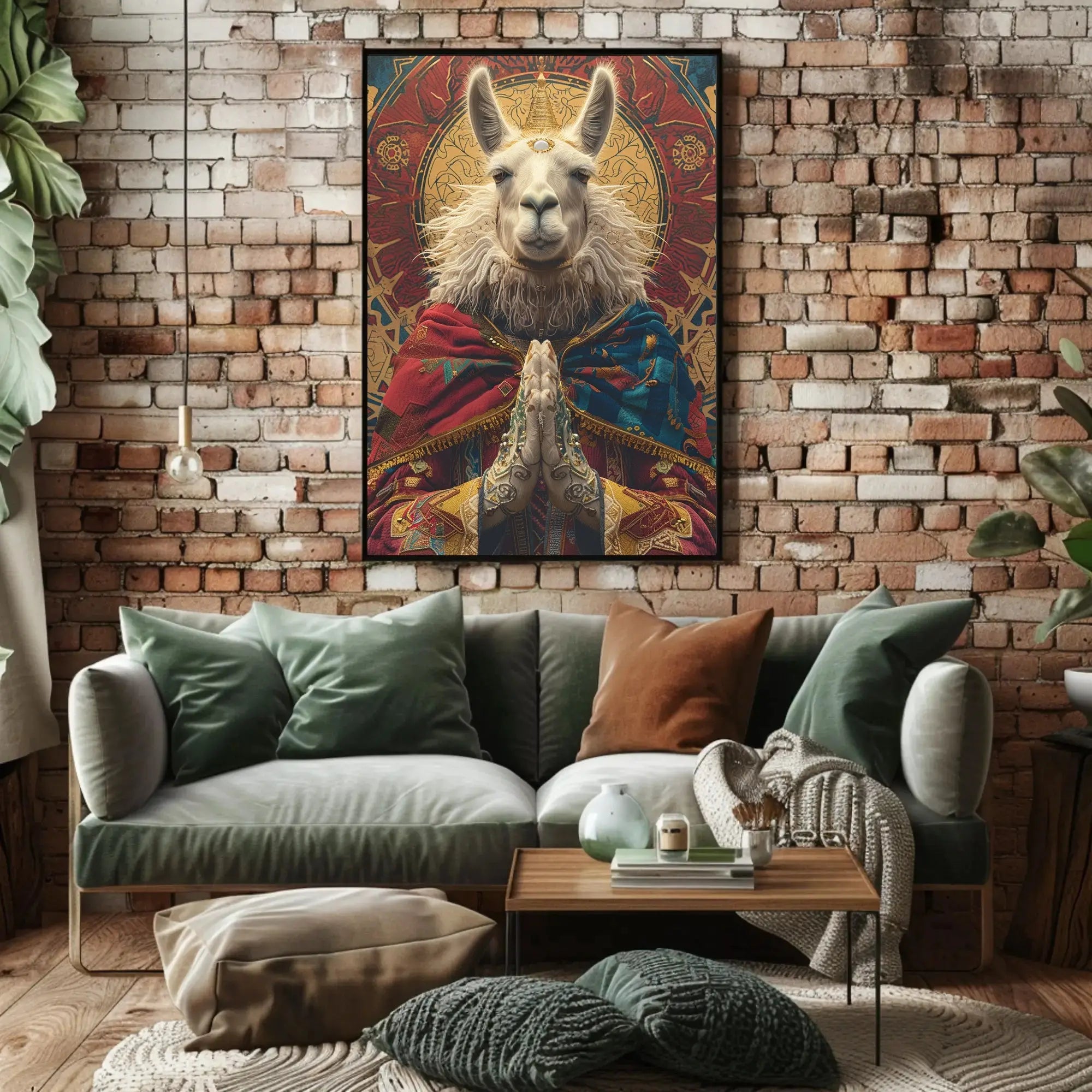 Regal Meditative Llama Fantasy Art Animal Poster PosterGoat