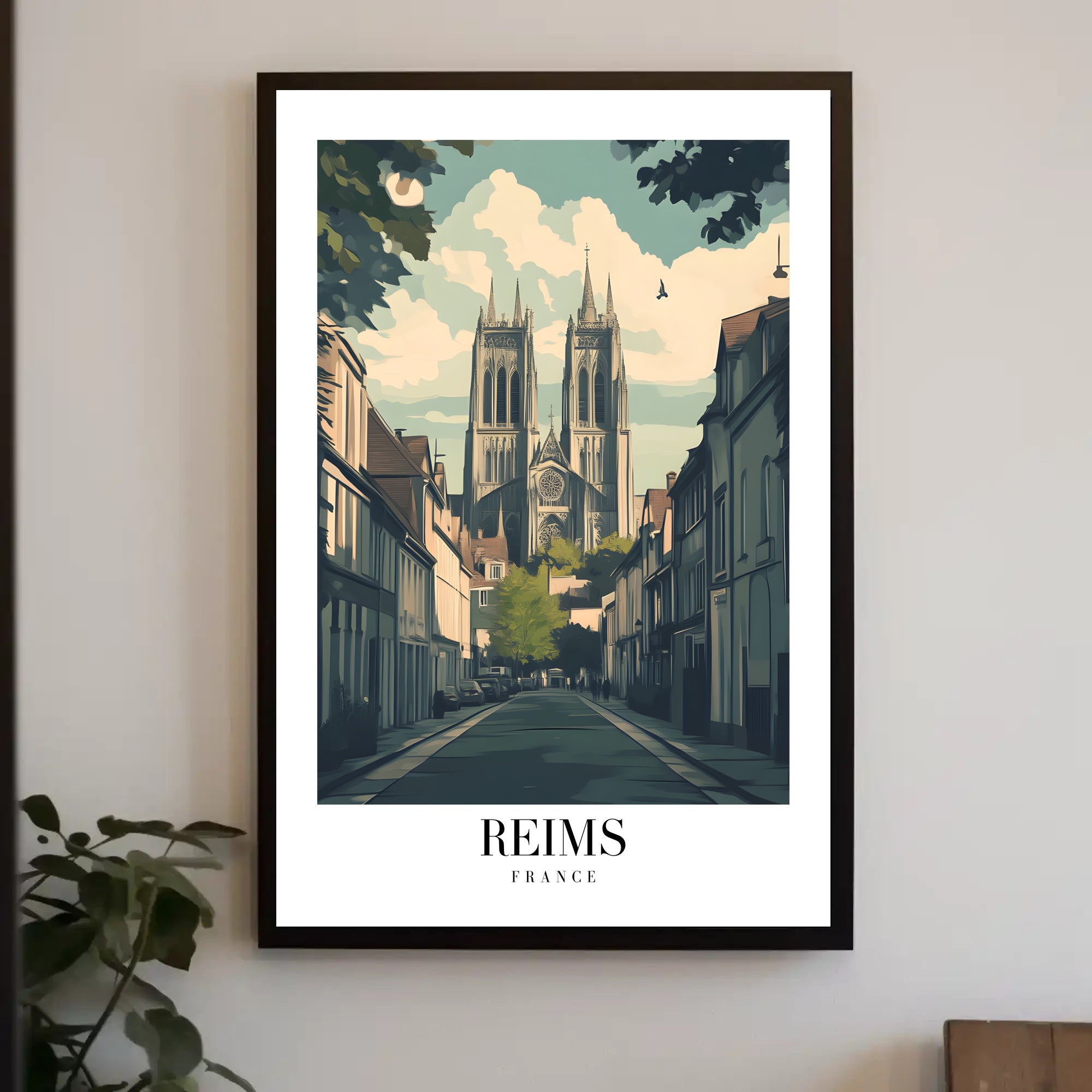 Reims Cathedral Vintage Poster PosterGoat