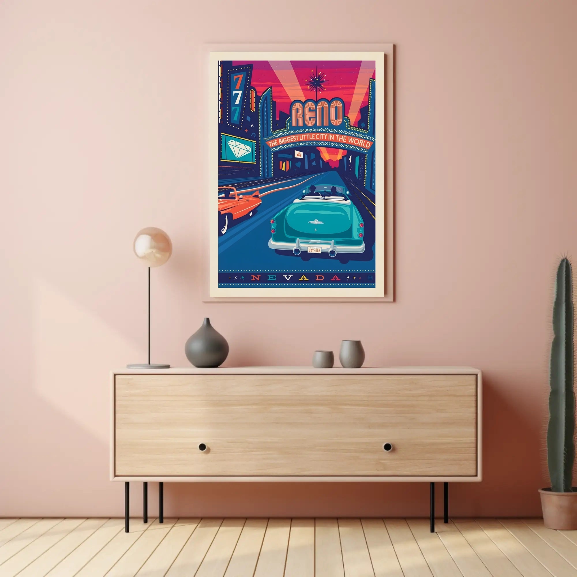 Reno Retro Casino Vibes Travel Poster PosterGoat