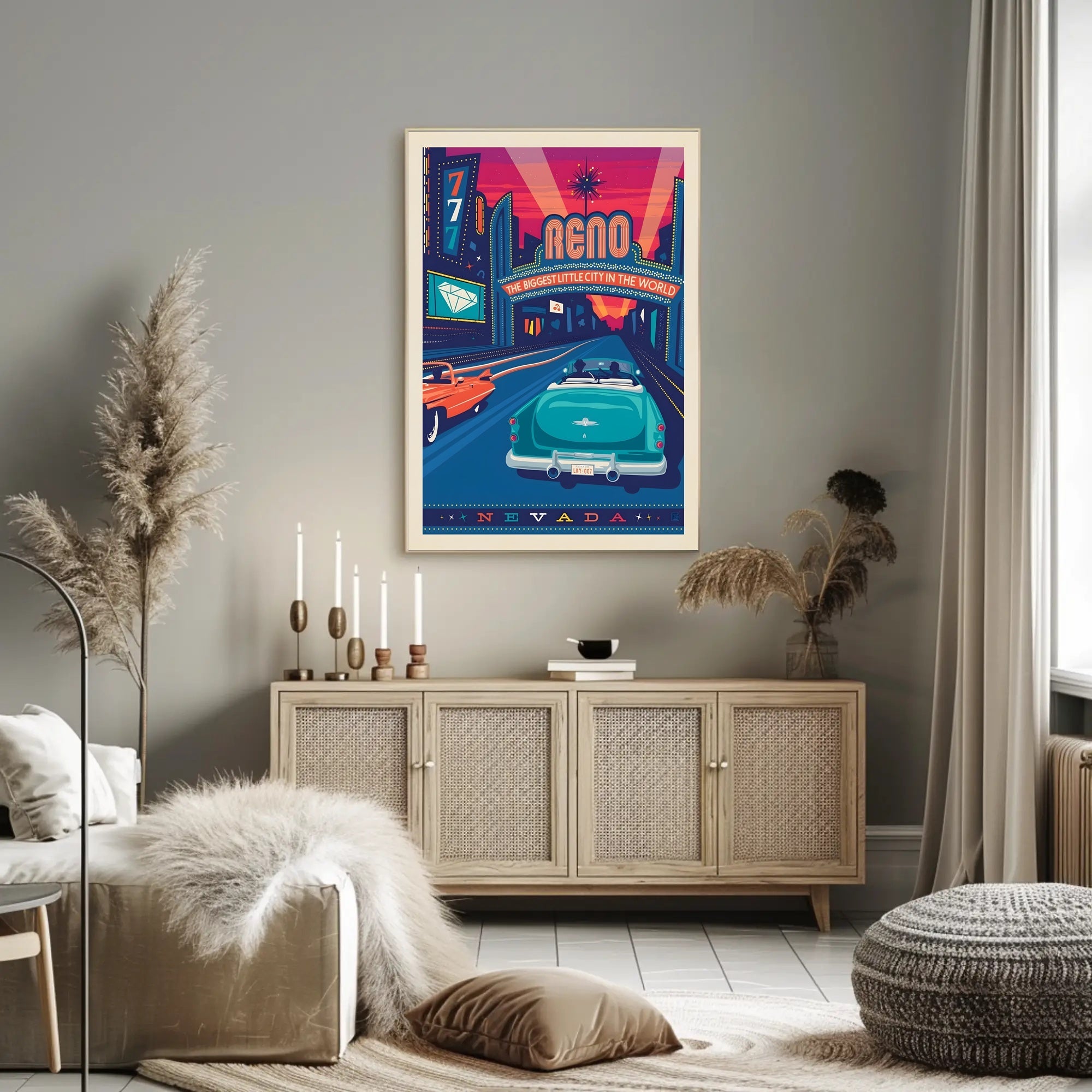 Reno Retro Casino Vibes Travel Poster PosterGoat