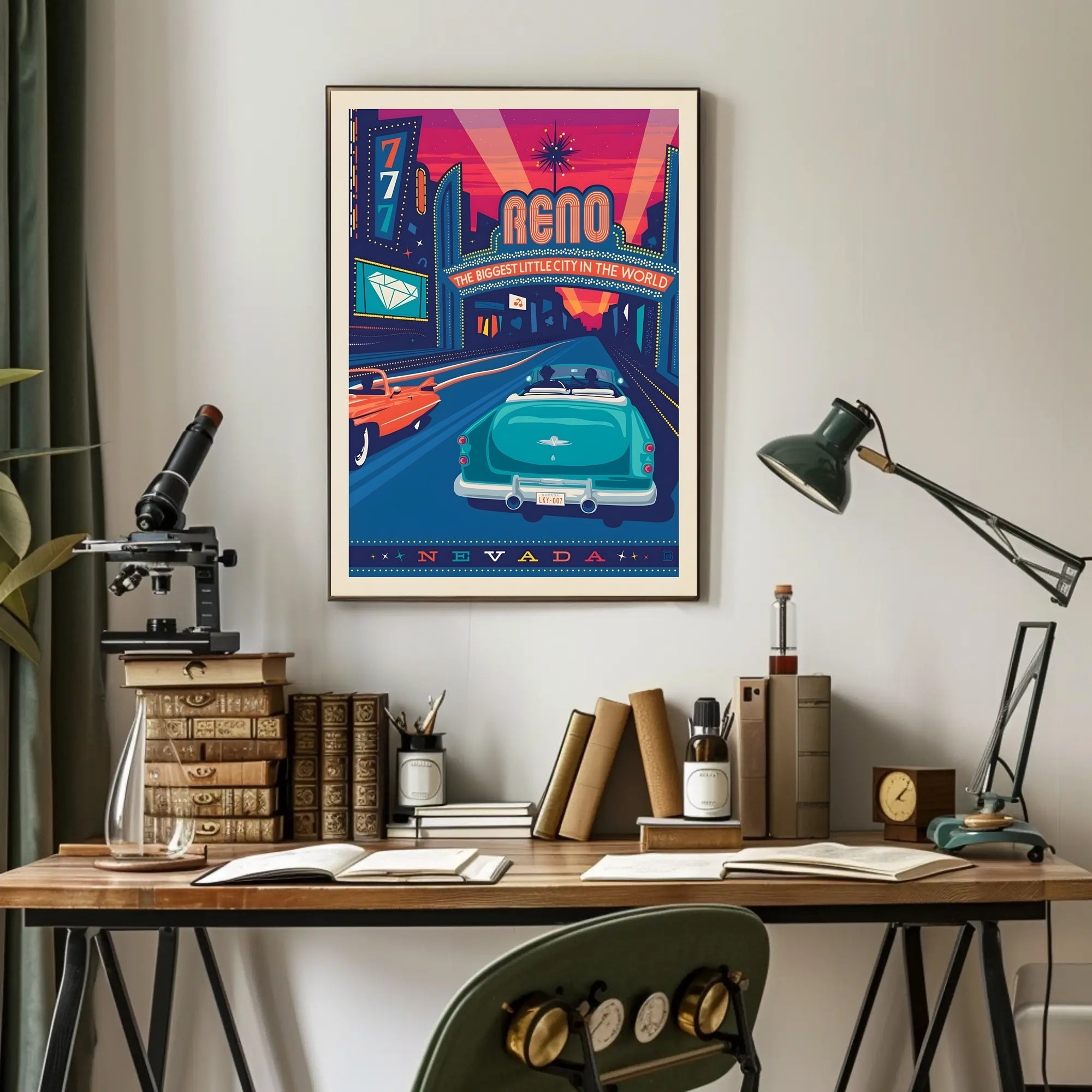 Reno Retro Casino Vibes Travel Poster PosterGoat
