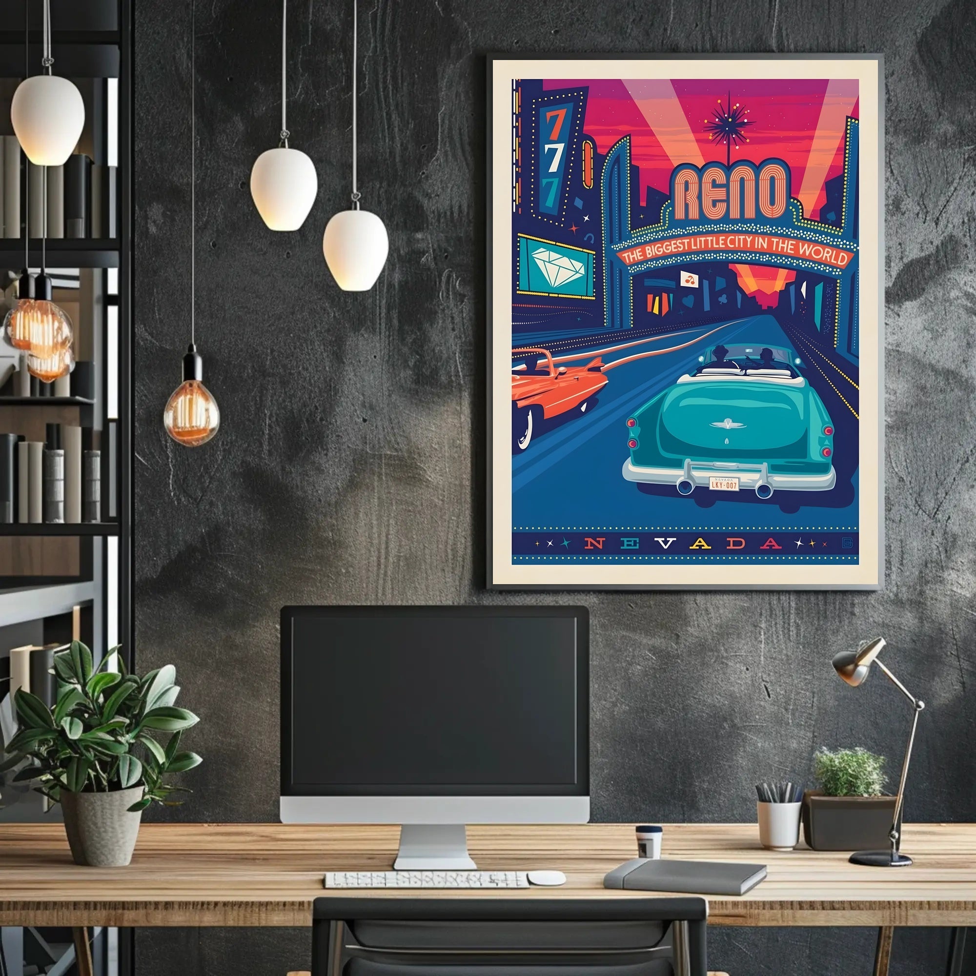 Reno Retro Casino Vibes Travel Poster PosterGoat