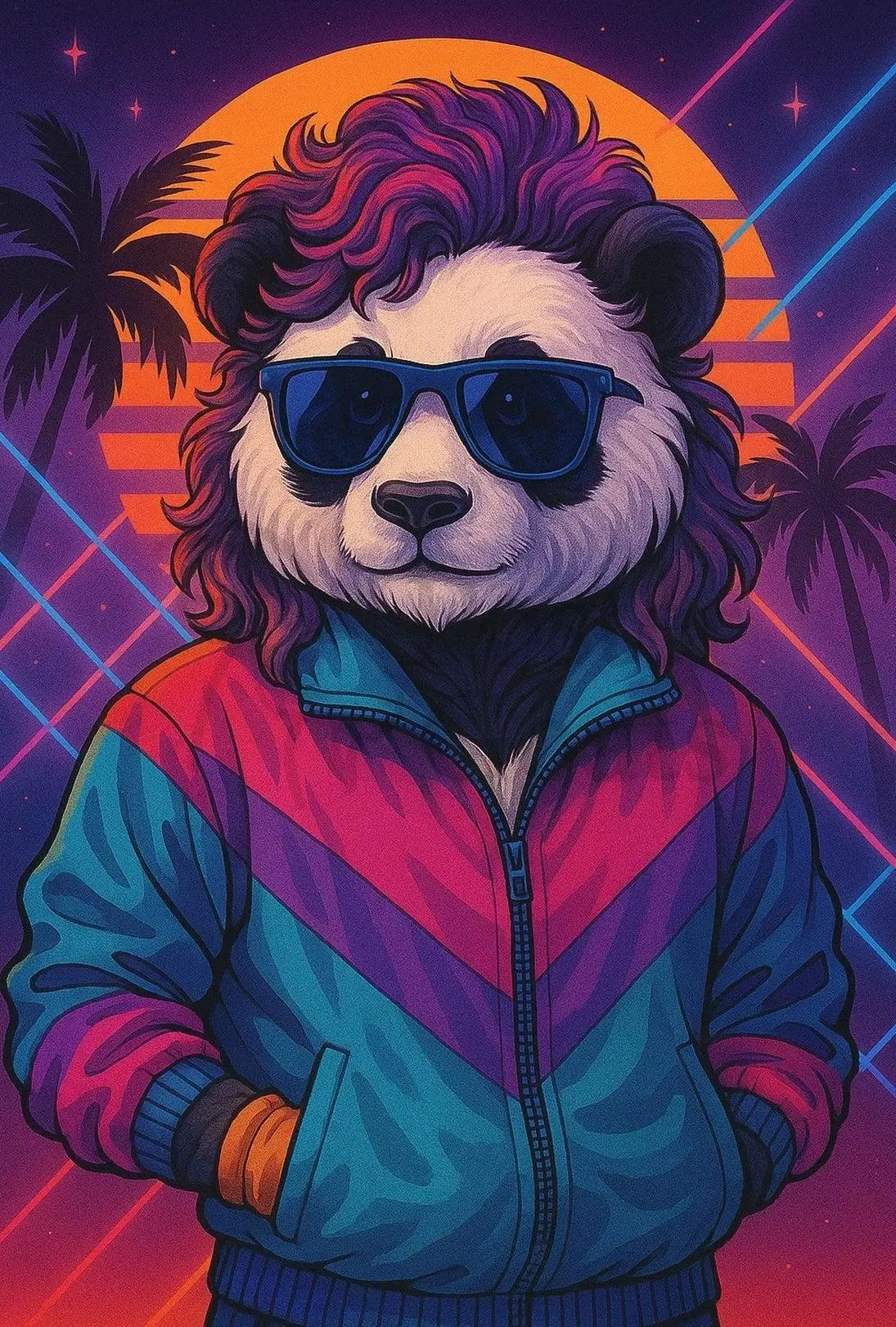 Retro 80s Panda Style Pop Culture Poster PosterGoat