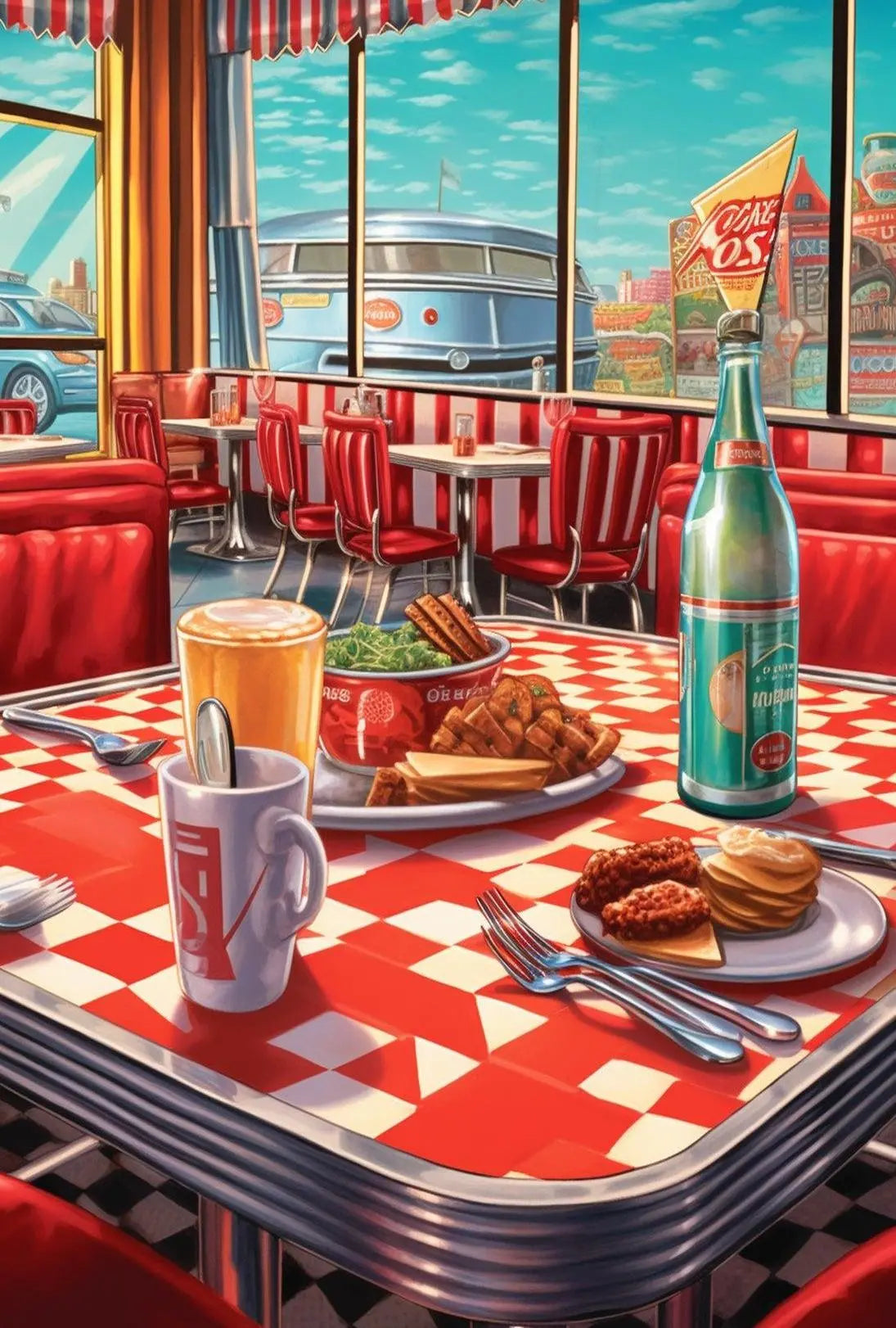 Retro American Diner Vibe with Nostalgic Heritage Poster PosterGoat