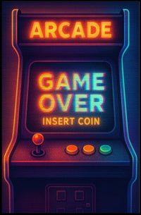 Retro Arcade Neon Gaming Pop Culture Poster PosterGoat