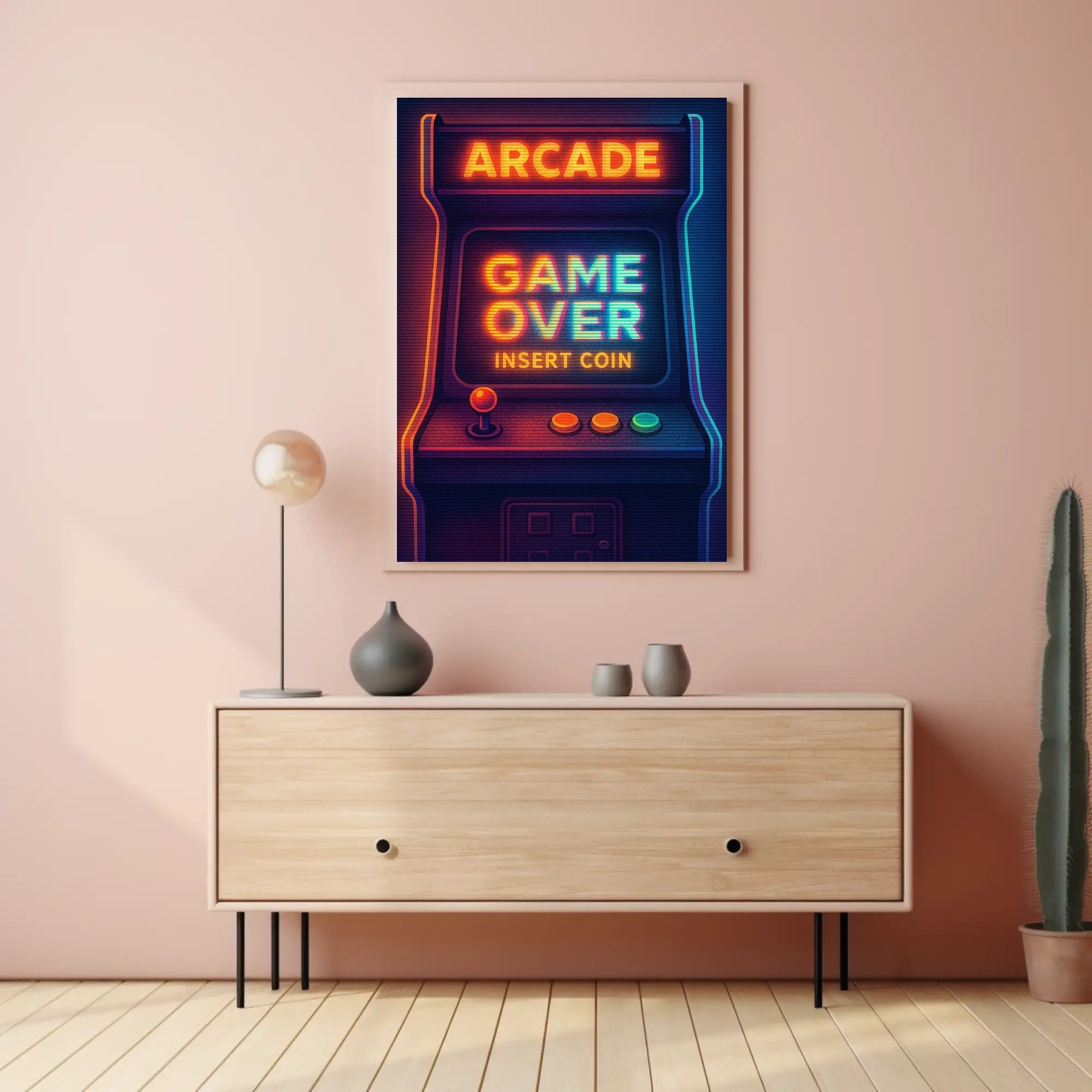 Retro Arcade Neon Gaming Pop Culture Poster PosterGoat