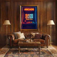 Retro Arcade Neon Gaming Pop Culture Poster PosterGoat