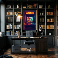 Retro Arcade Neon Gaming Pop Culture Poster PosterGoat
