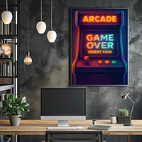 Retro Arcade Neon Gaming Pop Culture Poster PosterGoat