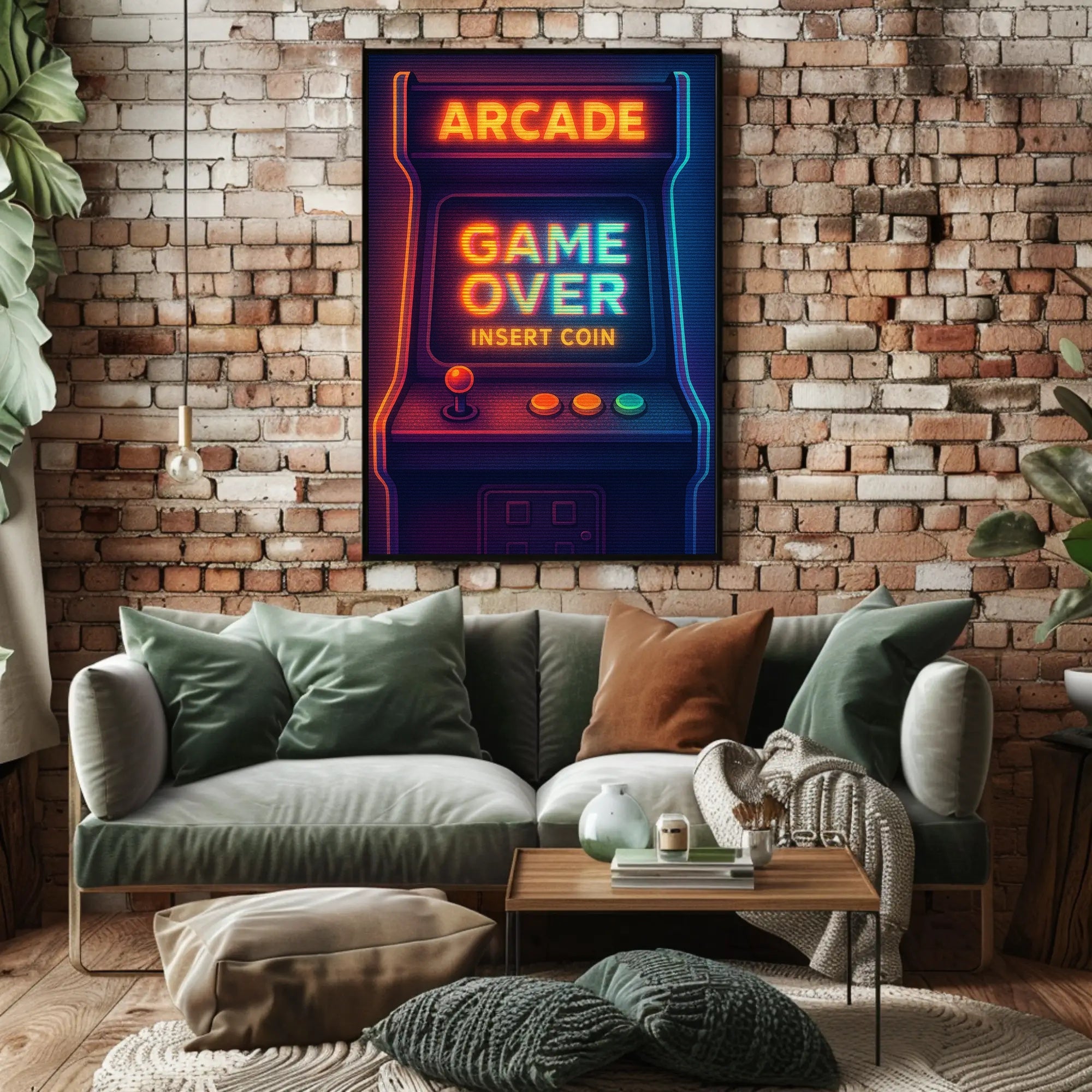 Retro Arcade Neon Gaming Pop Culture Poster PosterGoat