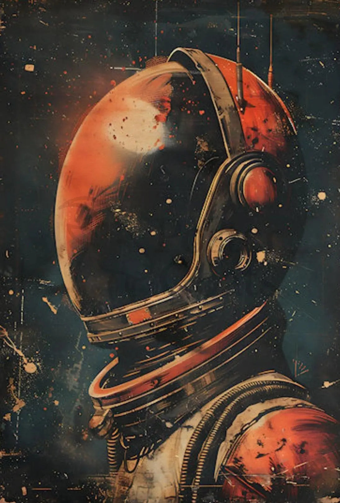 Retro Astronaut Exploration Futuristic Sci-Fi Poster PosterGoat