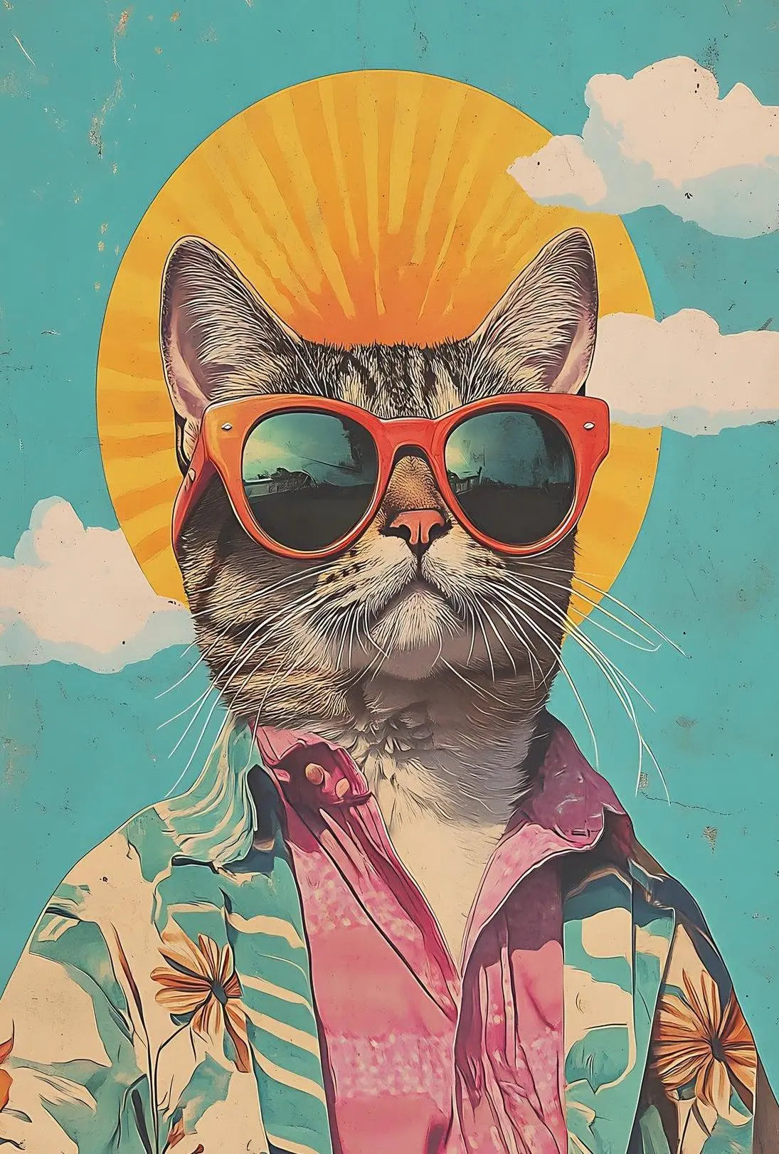 Retro Cat Cool Vibe Pop Culture Poster PosterGoat