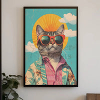 Retro Cat Cool Vibe Pop Culture Poster PosterGoat