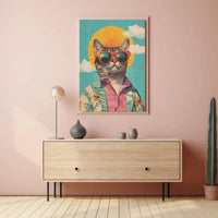 Retro Cat Cool Vibe Pop Culture Poster PosterGoat