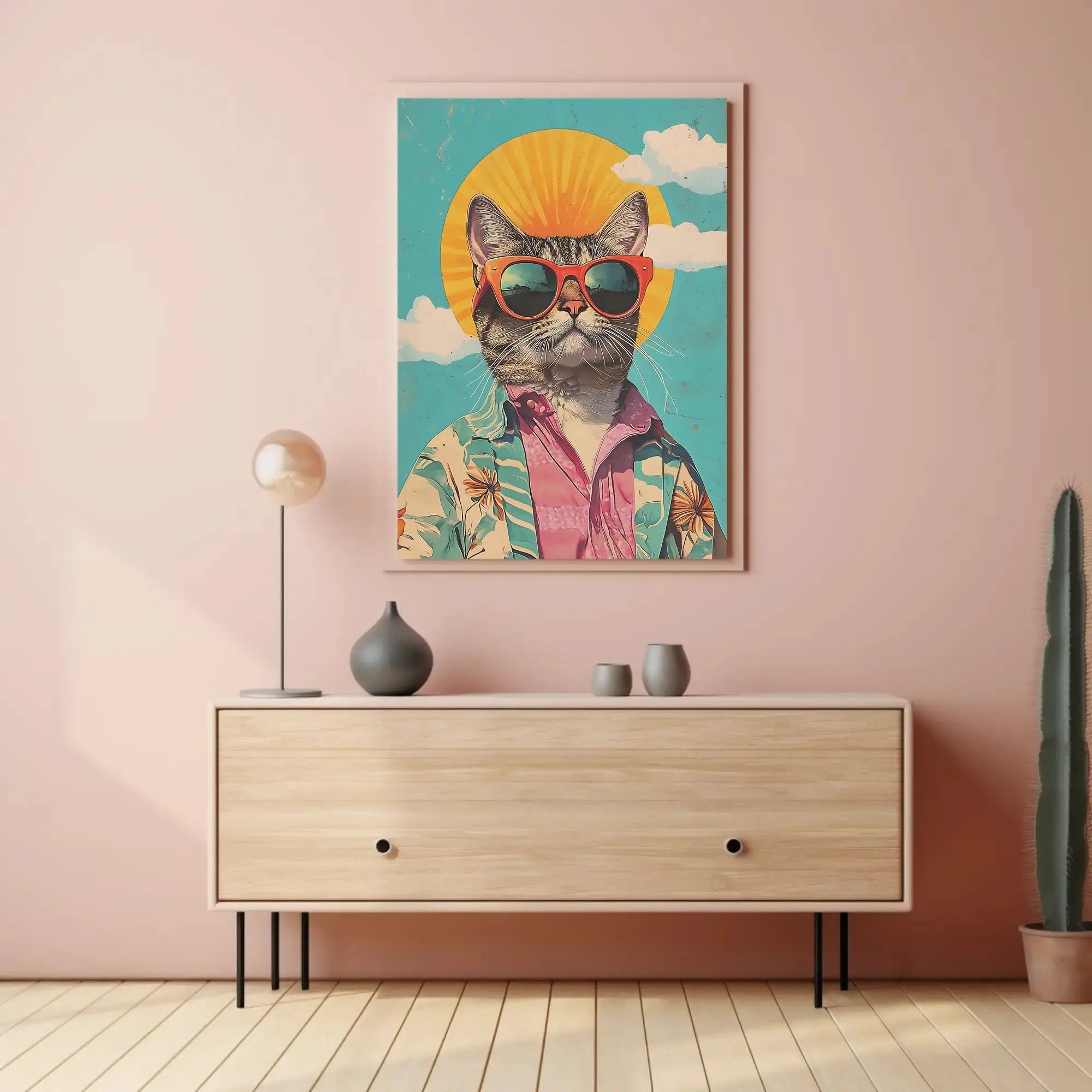 Retro Cat Cool Vibe Pop Culture Poster PosterGoat