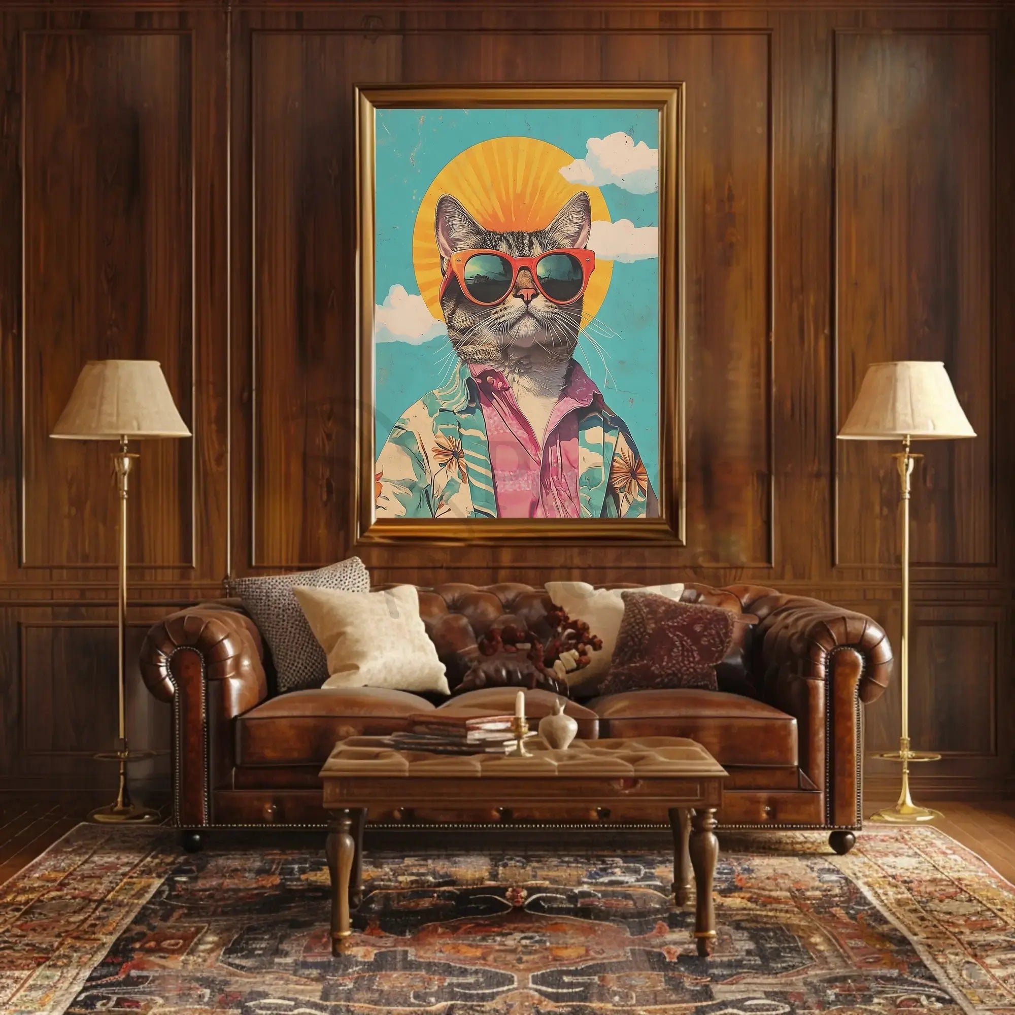 Retro Cat Cool Vibe Pop Culture Poster PosterGoat