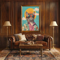 Retro Cat Cool Vibe Pop Culture Poster PosterGoat