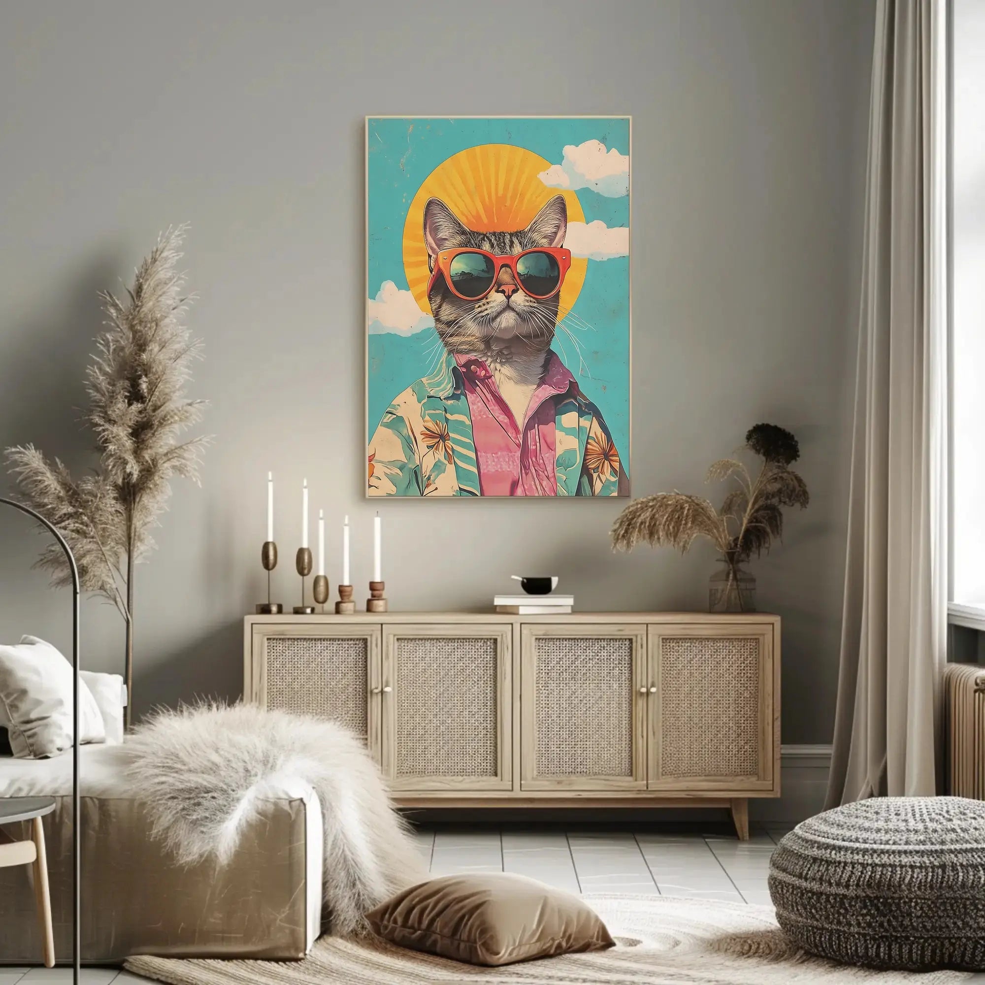 Retro Cat Cool Vibe Pop Culture Poster PosterGoat