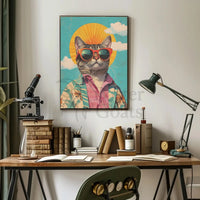 Retro Cat Cool Vibe Pop Culture Poster PosterGoat