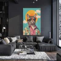 Retro Cat Cool Vibe Pop Culture Poster PosterGoat