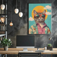 Retro Cat Cool Vibe Pop Culture Poster PosterGoat