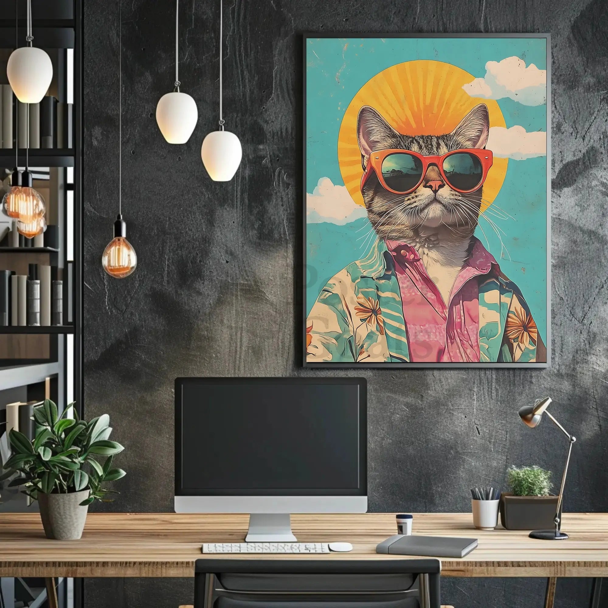 Retro Cat Cool Vibe Pop Culture Poster PosterGoat