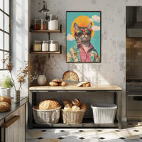 Retro Cat Cool Vibe Pop Culture Poster PosterGoat
