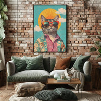 Retro Cat Cool Vibe Pop Culture Poster PosterGoat